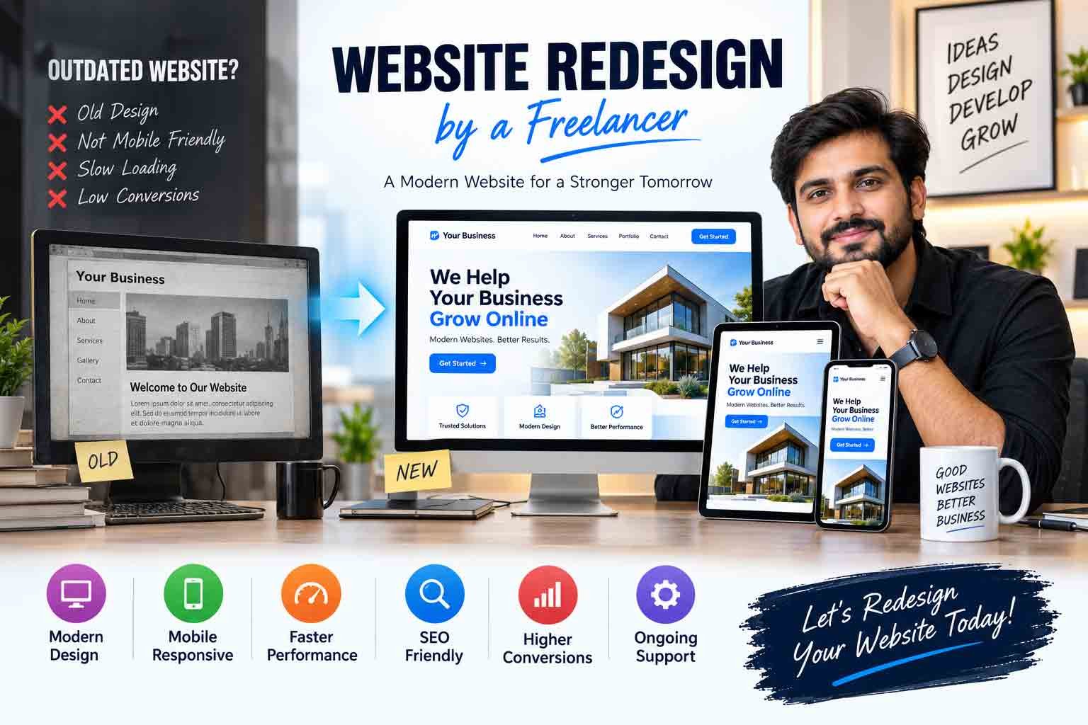 Elementor Developer Freelancer creating a professional WordPress website