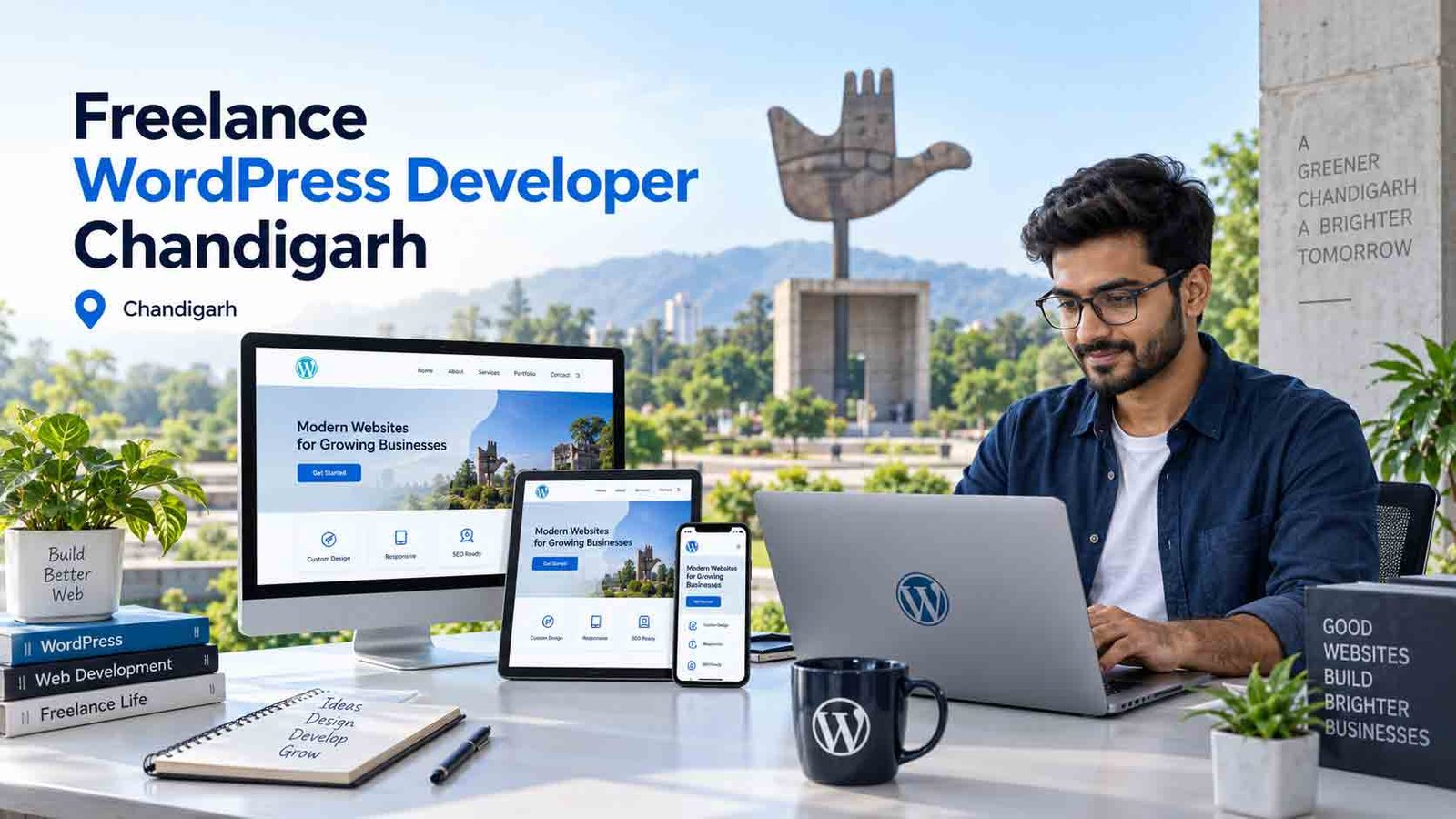 WordPress Freelancer Developer creating a responsive business website in Chandigarh